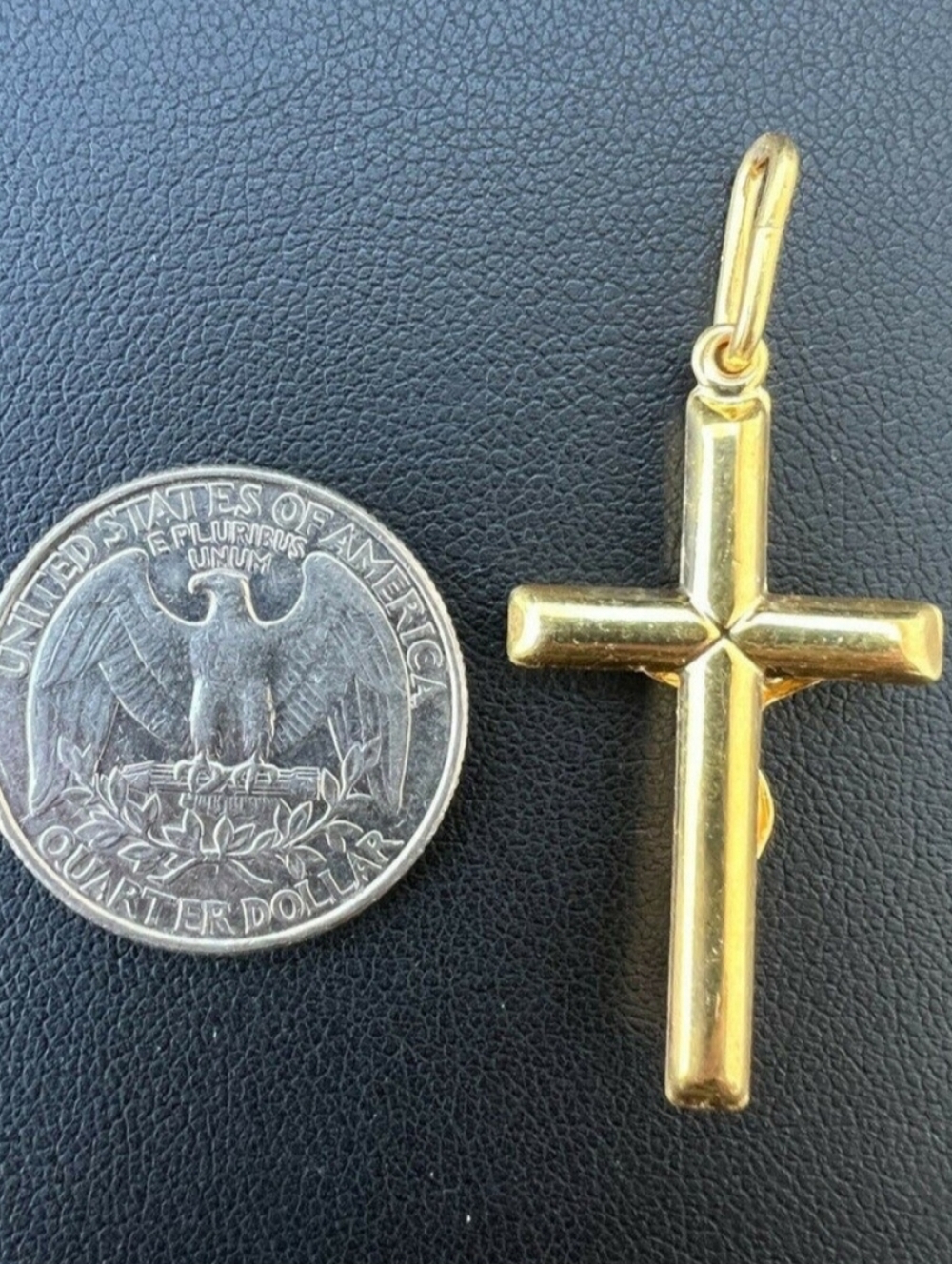 14k Yellow Gold Vermeil 925 Jesus on Cross Crucifix Necklace Pendant NEW - Picture 10 of 10